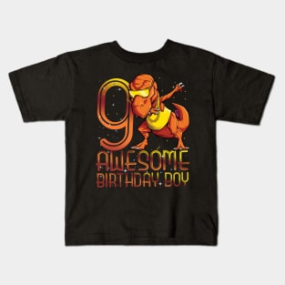 Kids 9th Birthday Dinosaur 9 Year Old Awesome Since Gifts Boy Kids T-Shirt